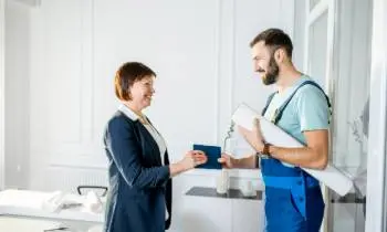 plumber meeting client