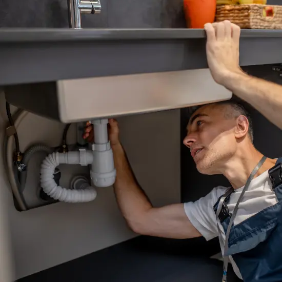 plumber fixing sink